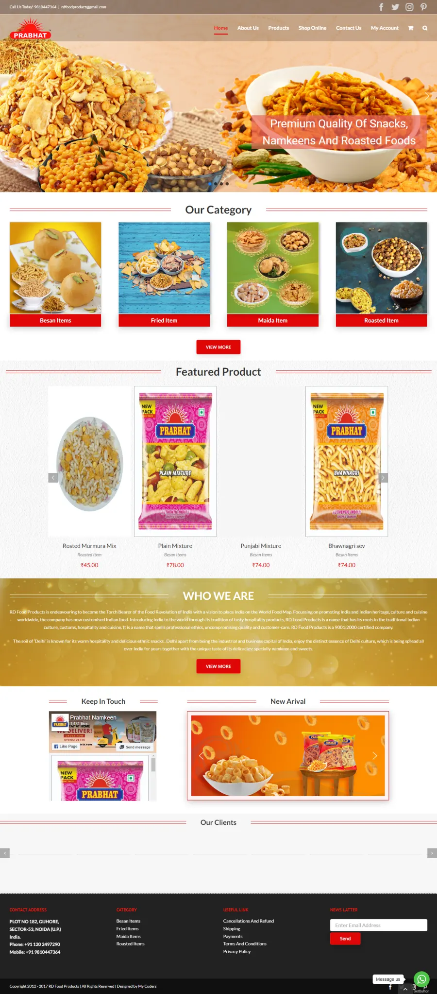 RD Food Products website preview